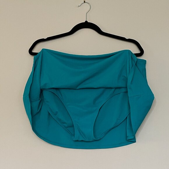 2 Piece Tankini Swimsuit Skirt Adjustable Straps Teal Black Size 18 - Picture 8 of 9